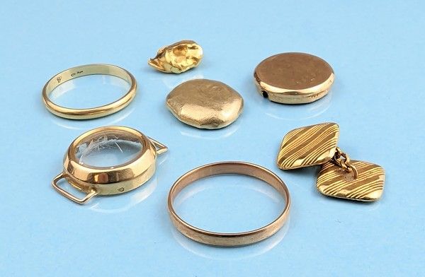LOT D'OR (750) dont alliances, boîtier de...