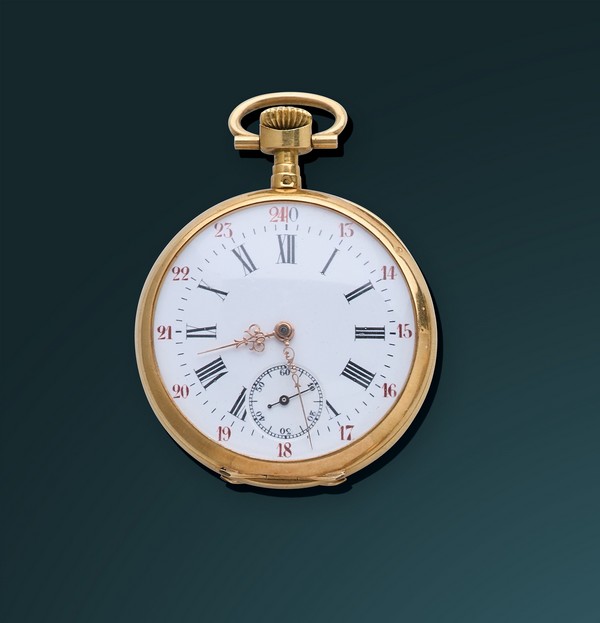 MONTRE DE GOUSSET en or (750), avec cache-poussière...