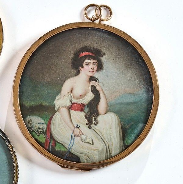 MINIATURE ronde émaillée sur cuivre représentant...