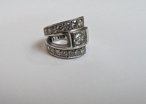 BAGUE double jonc en or gris (750), à deux...