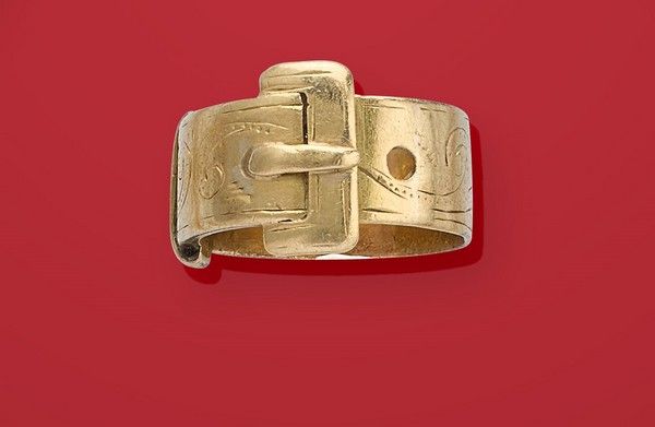 BAGUE ceinture en or jaune (750) gravé d...