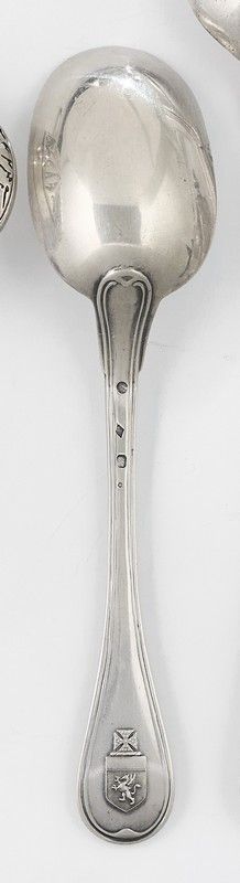 CUILLERE A CREME en argent, modèle à filets,...