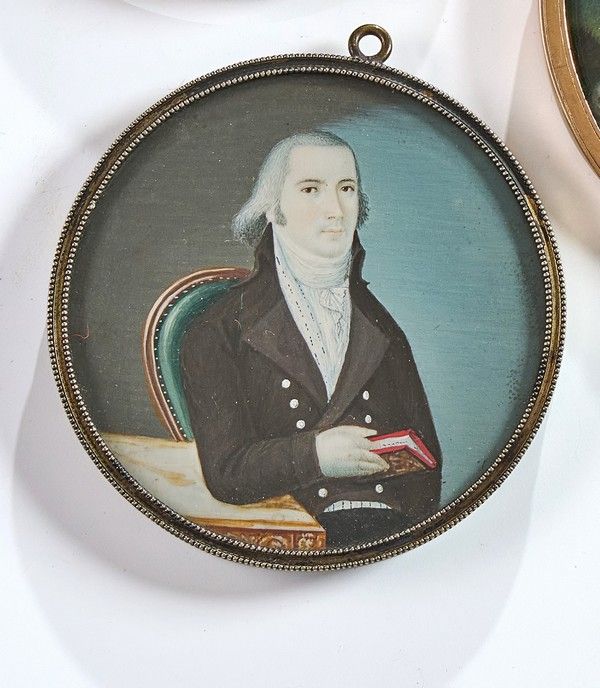 MINIATURE ronde gouachée représentant un...