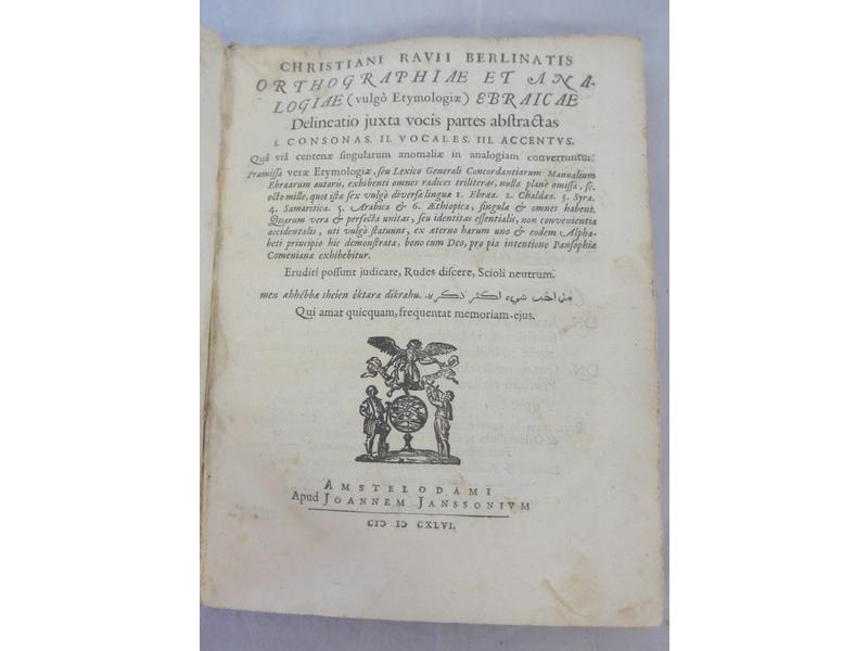 RAVIUS (C) :Orthographiae et Analogiae ebraïcae......