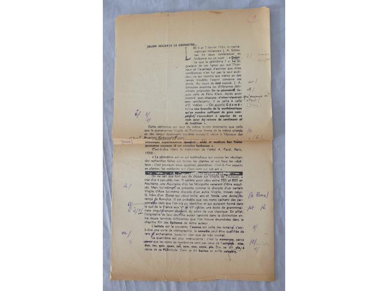 [PATAPHYSIQUE] QUENEAU (R.) :  Selon Ibicrate...