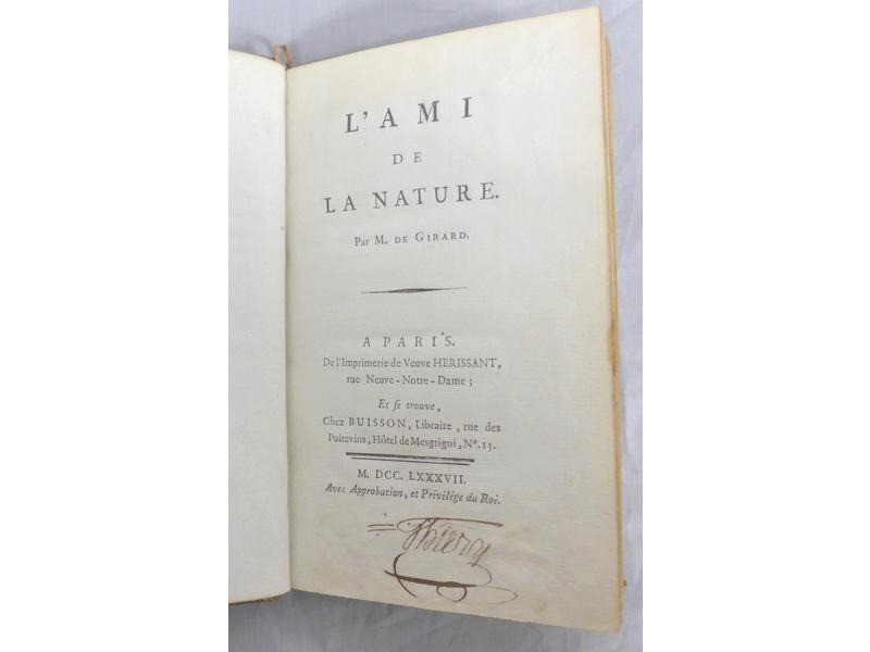GIRARD L'ami de la Nature, 1787, un volume...