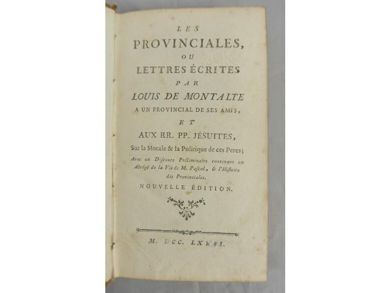 PASCAL: Les Provinciales. Cologne, Schoute,...