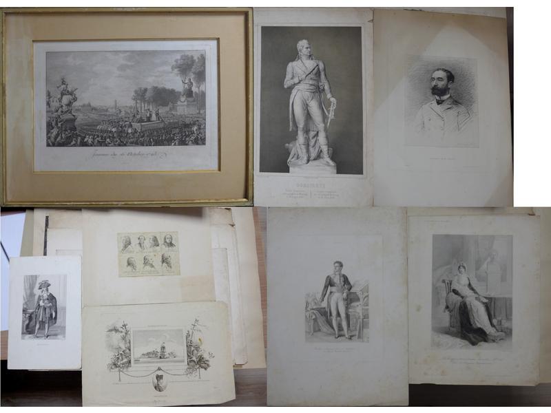 ENSEMBLE DE GRAVURES en noir représentant...