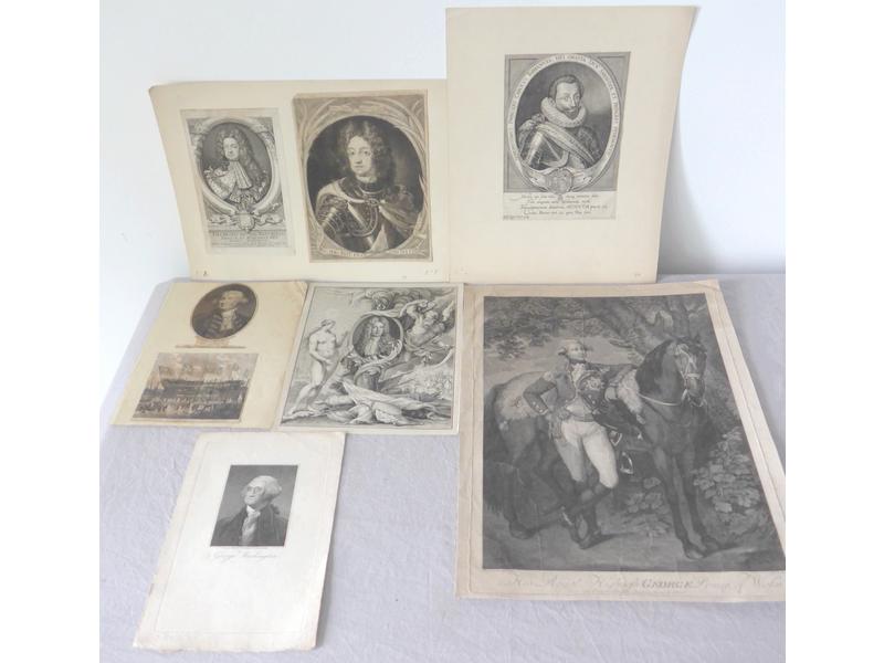 HUIT GRAVURES en noir représentant principalement...