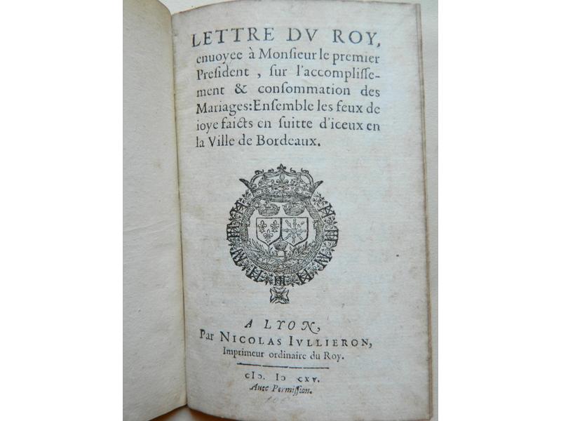 [BORDEAUX] Lettre du Roy envoyée à Monsieur...