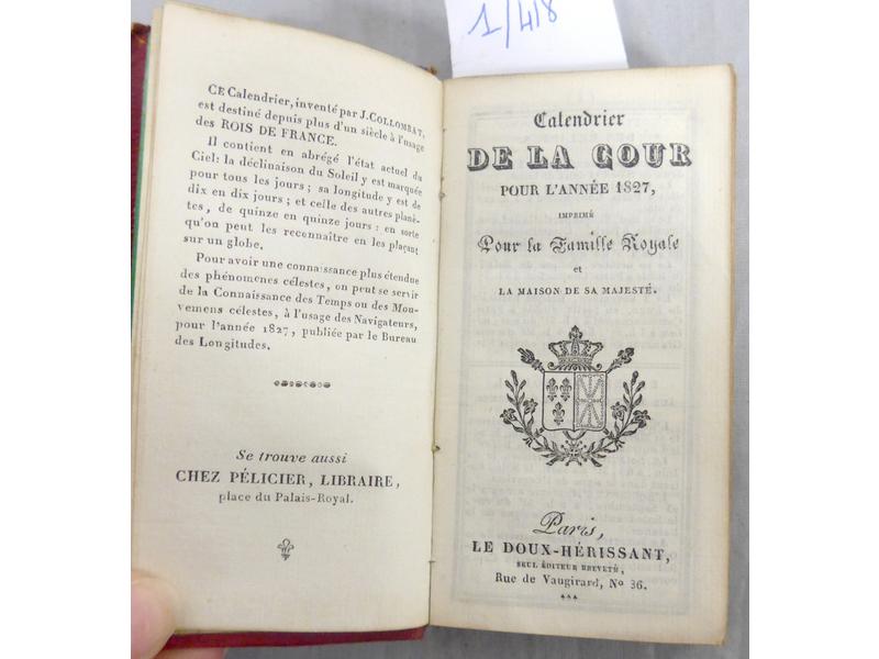 Calendrier de la Cour pour l'année 1827…...