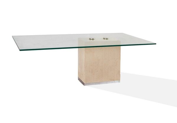 BUREAU rectangulaire à plateau de verre sur...