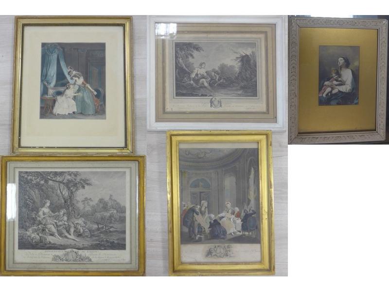 LOT DE CINQ GRAVURES encadrées comprenant...