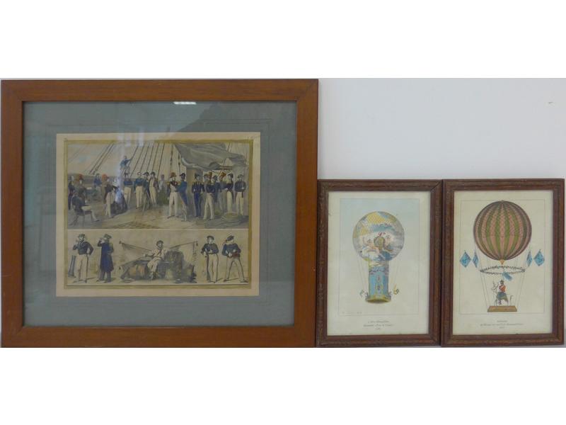 GRAVURE en couleurs, Scène de navire, 23...