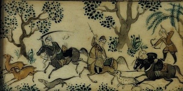 MINIATURE sur os représentant une scène de...