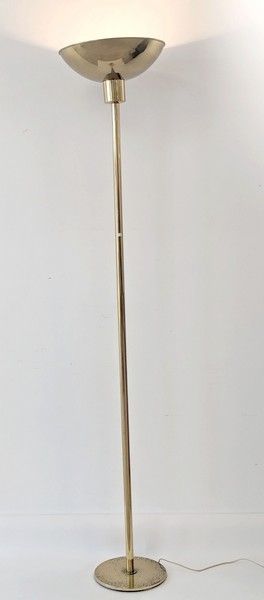 GRAND LAMPADAIRE en métal doré circulair...