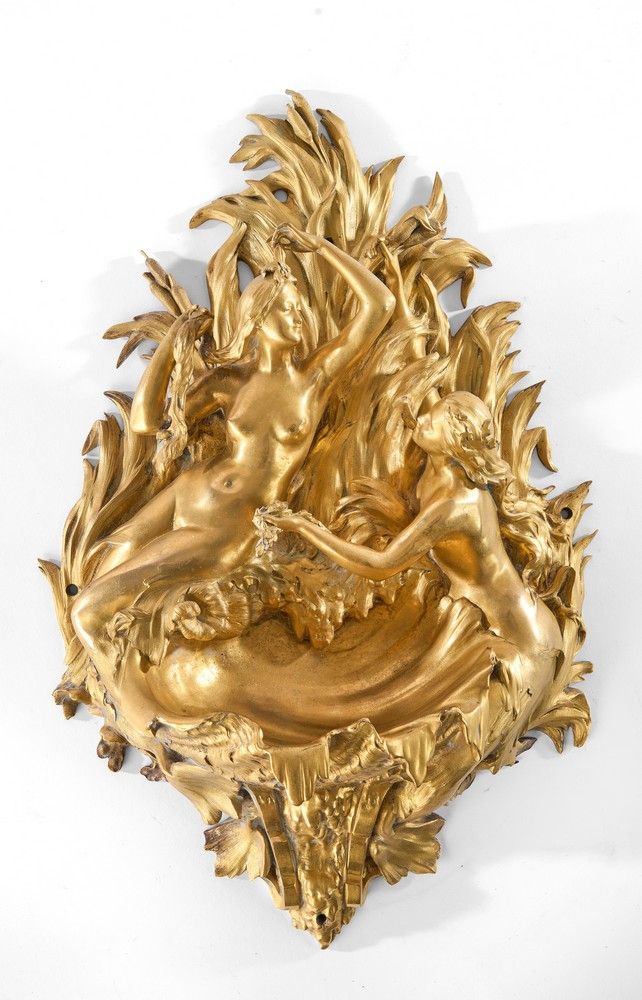 ÉLÉMENT D'APPLIQUE en bronze doré et ciselé...
