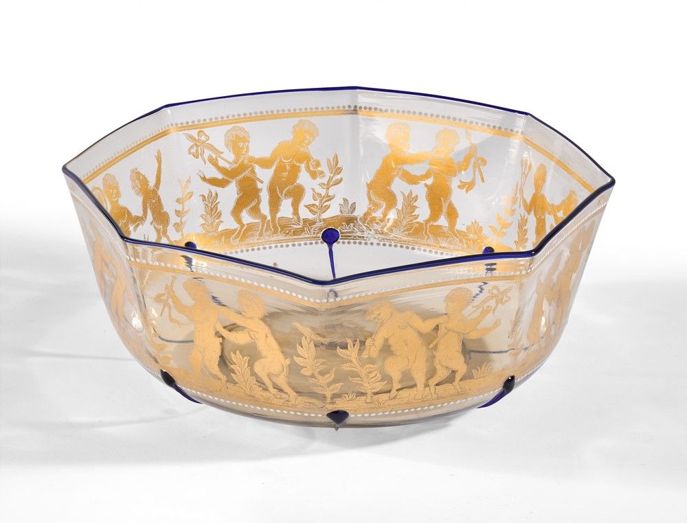 COUPE octogonale en verre soufflé fumé en...