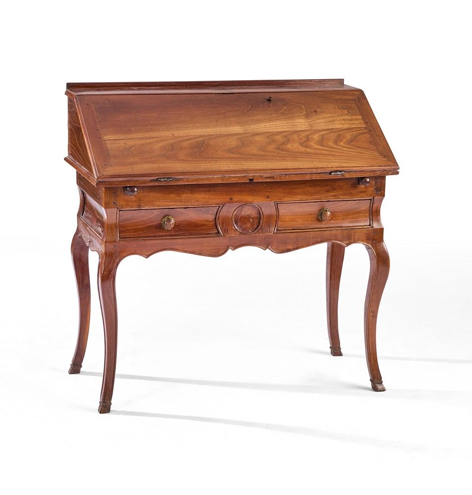 BUREAU DE PENTE en bois naturel mouluré et...