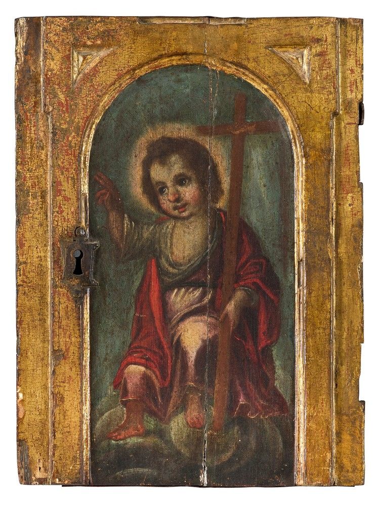 PORTE DE TABERNACLE en bois sculpté, doré...