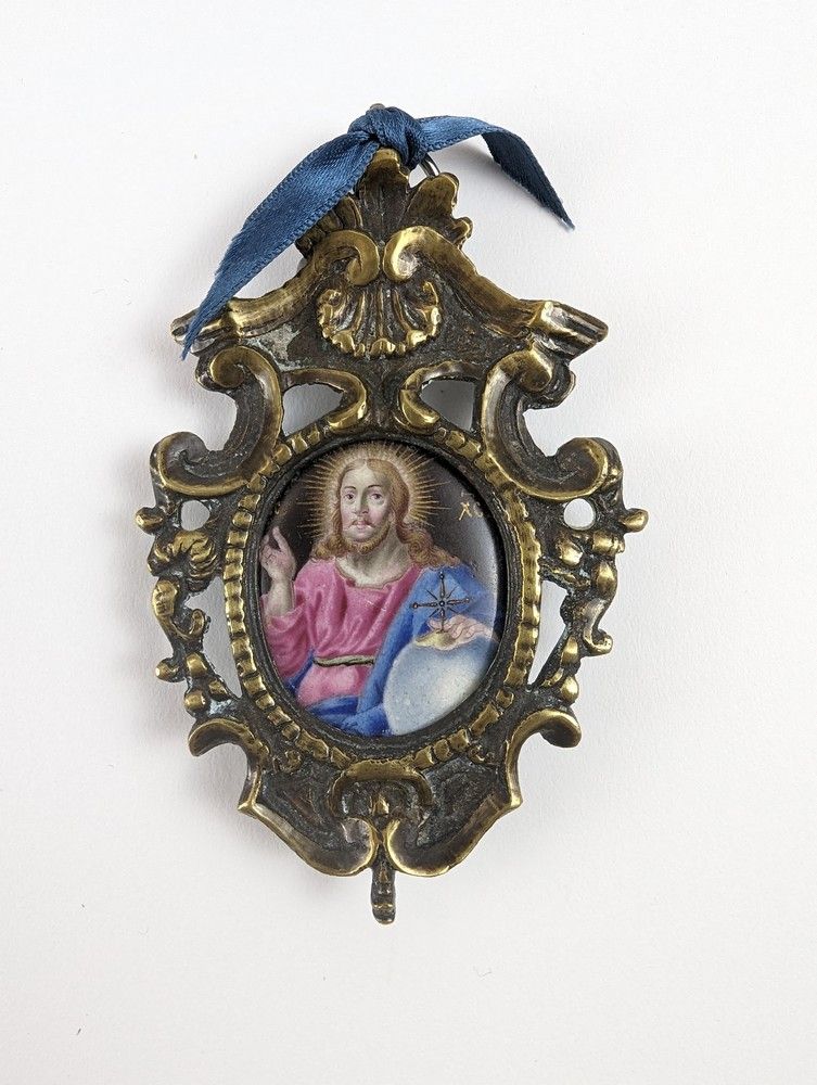 MINIATURE sur porcelaine émaillée représentant...
