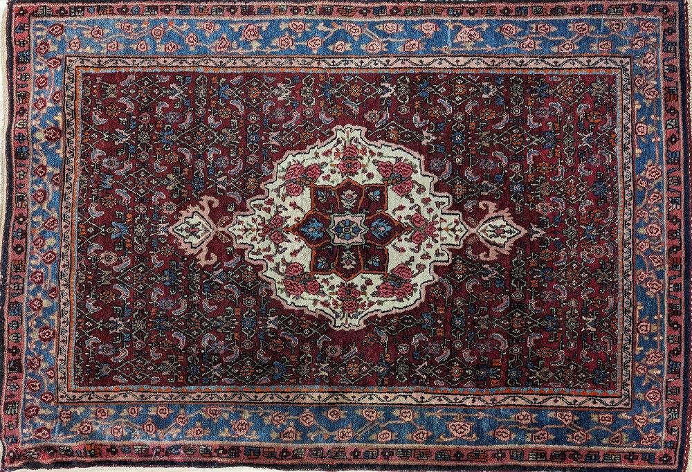 TAPIS rectangulaire en velours de laine à...