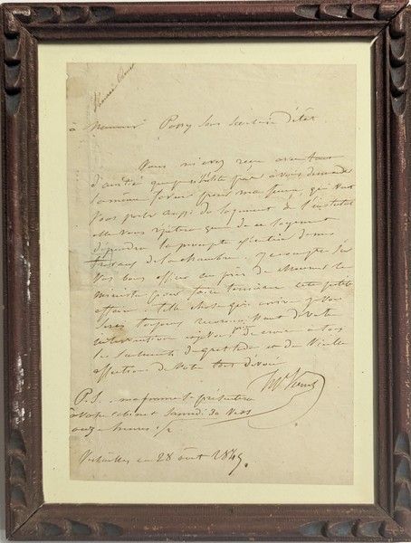 [HORACE VERNET] L.A.S adressée à M. PASSY,...