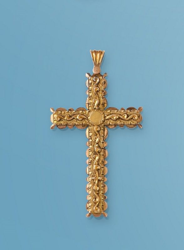 GRANDE CROIX en pendentif en argent et or...