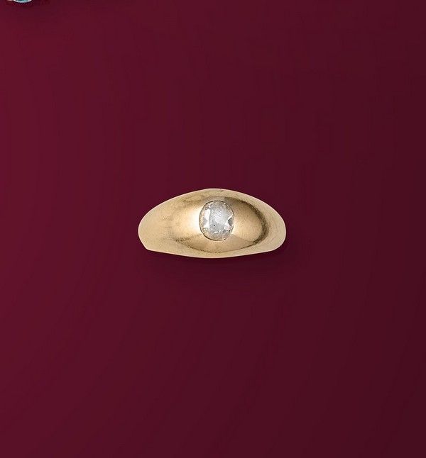 BAGUE JONC ANGLAIS en or gris (750) et son...