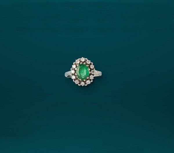 BAGUE marguerite en or gris (750) sertie...