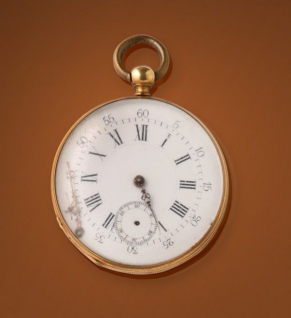 MONTRE DE GOUSSET en or jaune (750) à cadran...