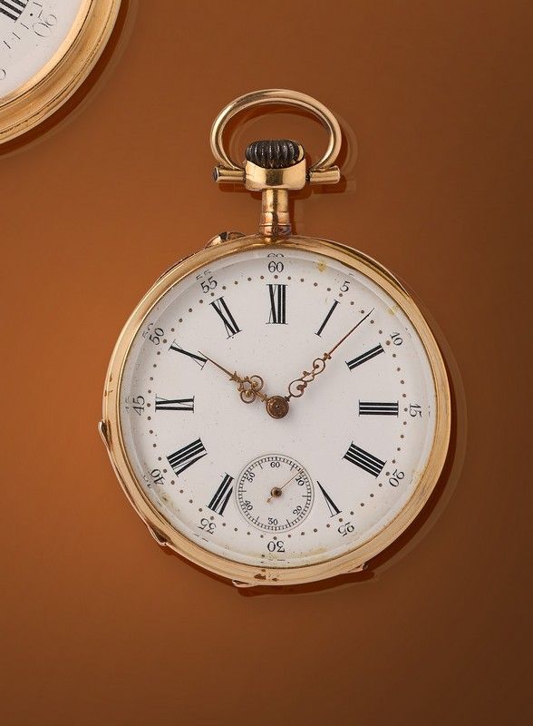 MONTRE DE POCHE en or (750), mouvement mécanique,...