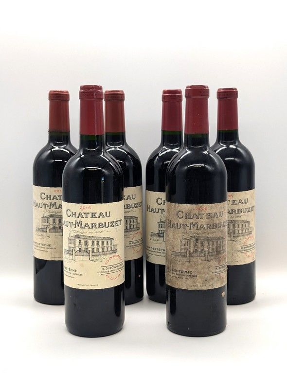 6 Blles CH. HAUT-MARBUZET Saint-Estèphe 2015,...