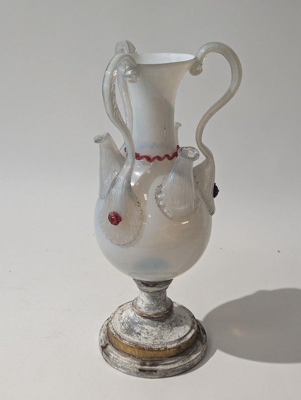 VASE BOUQUETIERE en verre soufflé teinté...