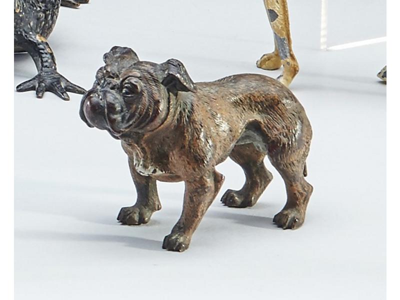 BULLDOG en bronze polychrome, marqué CROSS...