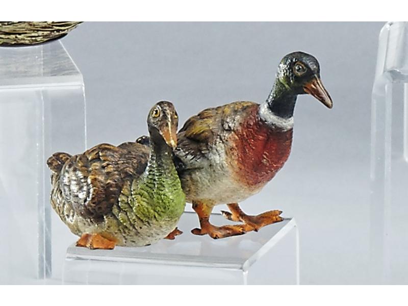 CANNE ET CANARD en bronze polychrome, marqué...