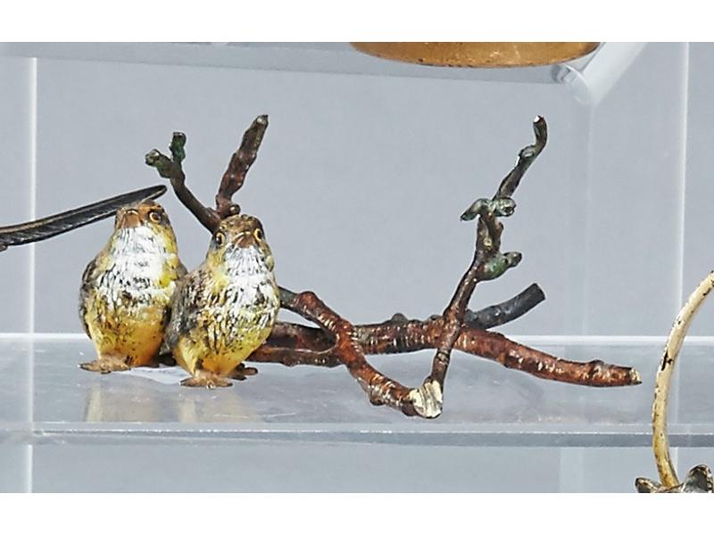DEUX OISEAUX sur une branche en bronze p...