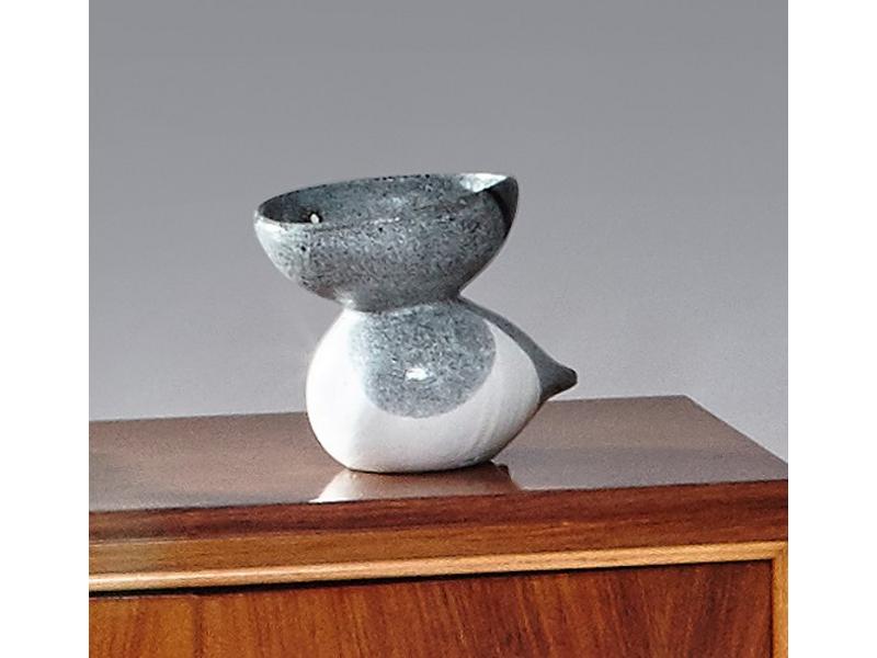VASE en céramique émaillée blanc, noir et...