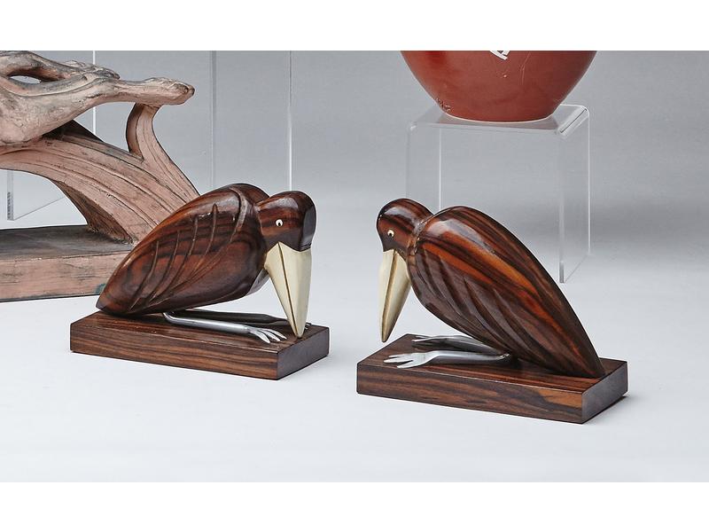 PAIRE DE SERRE-LIVRES figurant des oiseaux...