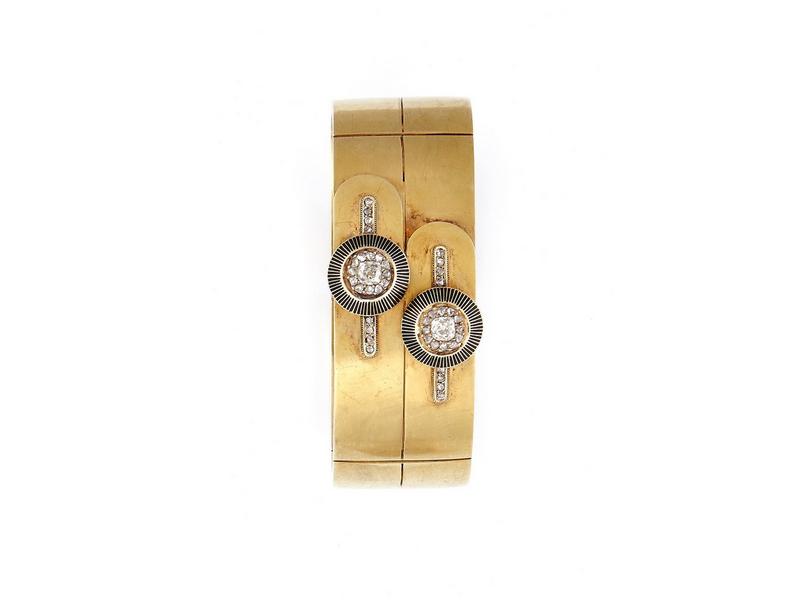 BRACELET manchette articulé en or jaune (750),...