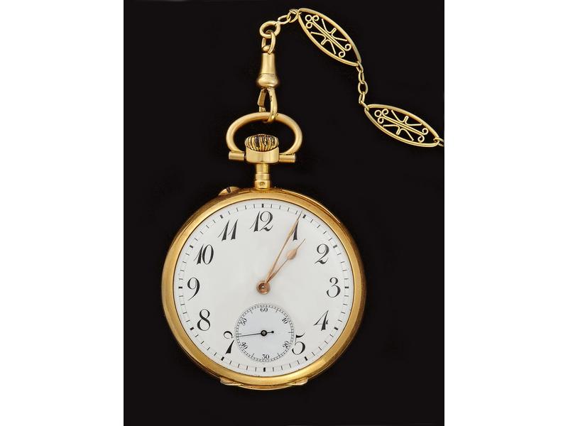 MONTRE DE GOUSSET en or jaune à double boîtier,...