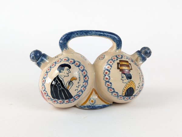 VERSEUSE double en céramique émaillée polychrome...