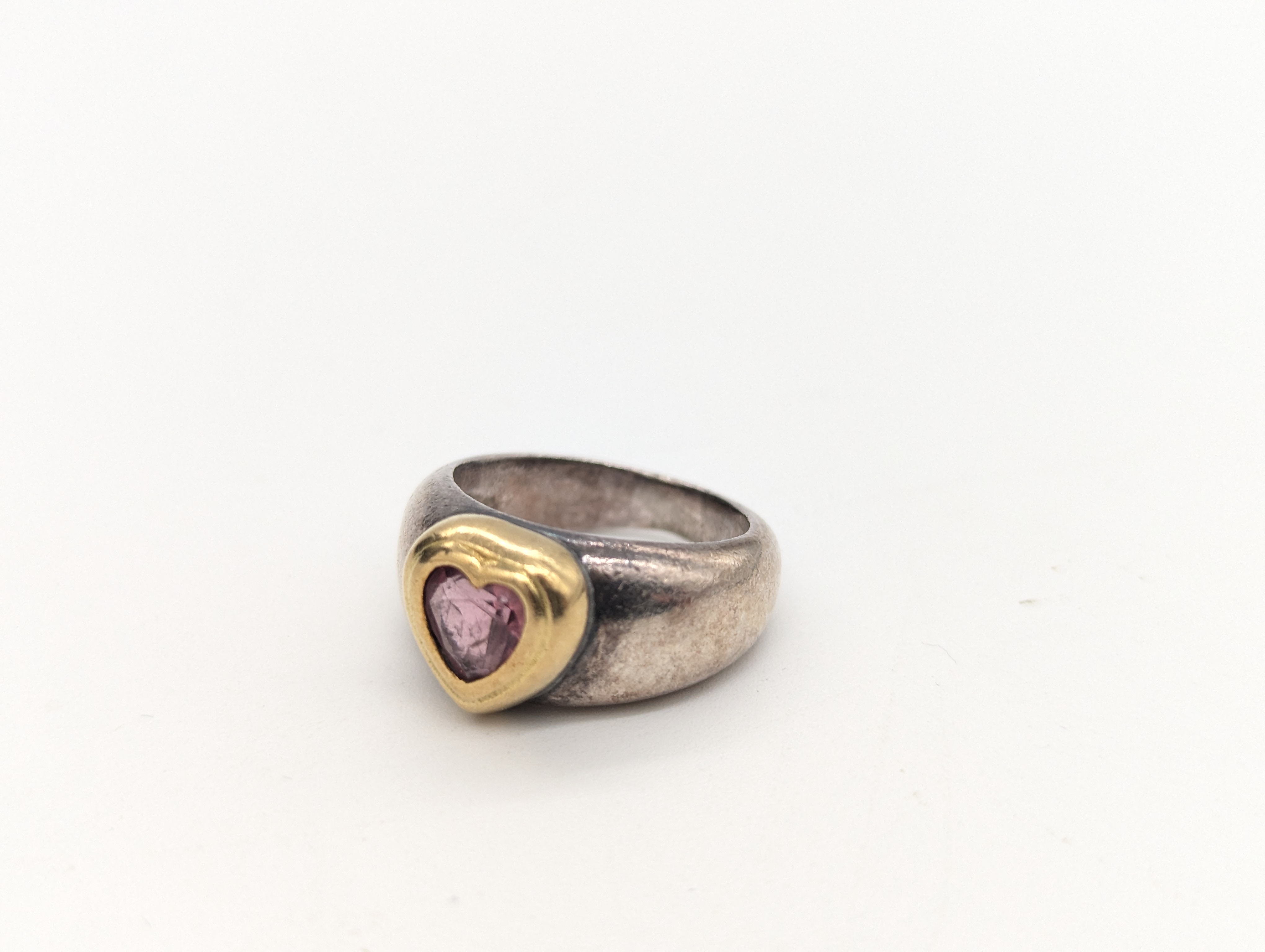 BAGUE en or (750) et argent (925) à large...