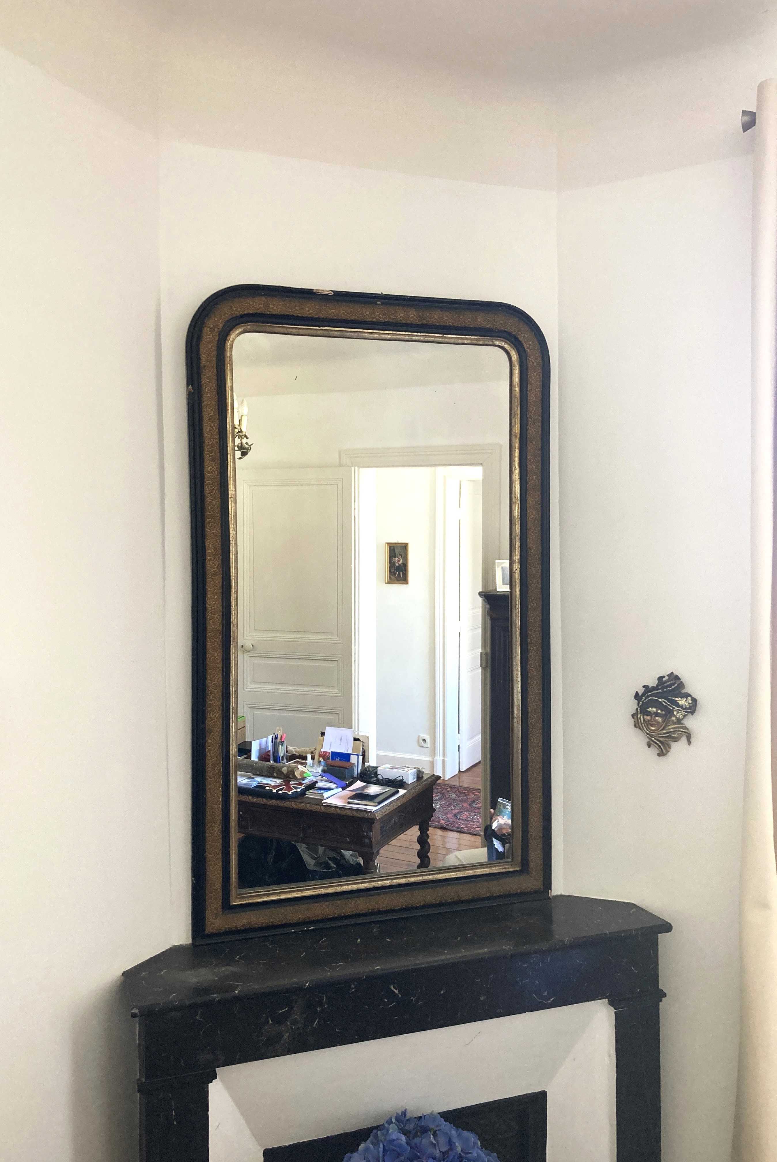 MIROIR DE CHEMINEE cintré en partie haute...