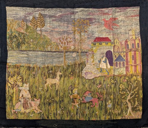 TENTURE en laine polychrome, brocards et...