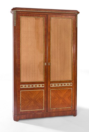 BIBLIOTHÈQUE étroite en marqueterie de bois...