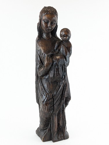 VIERGE A L'ENFANT en bois sculpté monoxy...