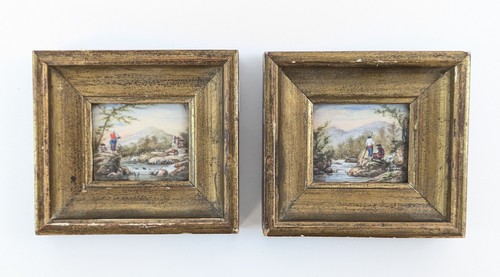 PAIRE DE MINIATURES rectangulaires représentant...