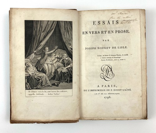 ROUGET DE LISLE (Joseph). Essais en vers...
