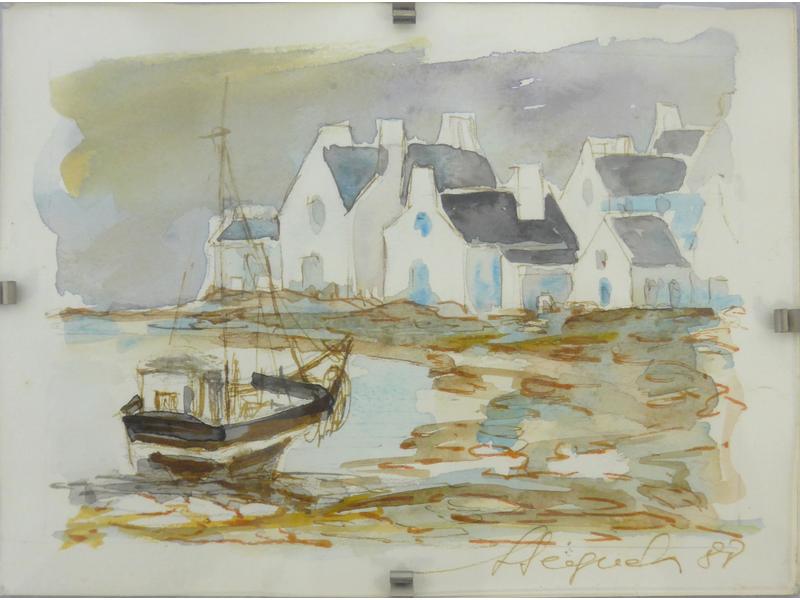 LOT :L'Eglise, huile sur toile, signée KOPONEB...